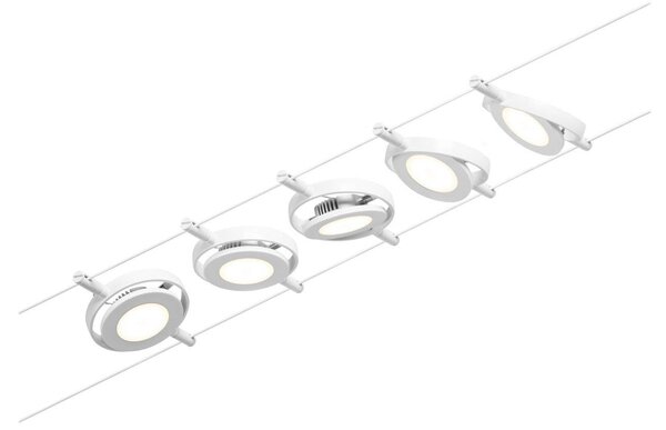 Paulmann Wire RoundMac LED kábelrendszer, 5 izzós, fehér, Fehér / opál, Folyosó, fém, Modern