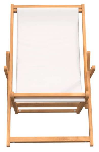 Krémszínű tömör tíkfa összecsukható strandszék