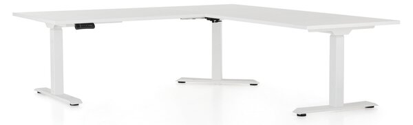 OfficeTech Angle állítható magasságú asztal, 180 + 120 cm, fehér alap, fehér