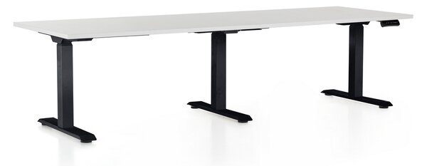 OfficeTech Long állítható magasságú asztal, 240 x 80 cm, fekete alap, világosszürke