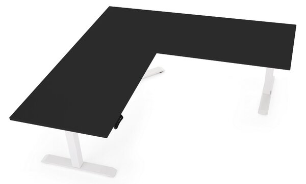 OfficeTech Angle állítható magasságú asztal, 180 + 120 cm, fehér alap, fekete