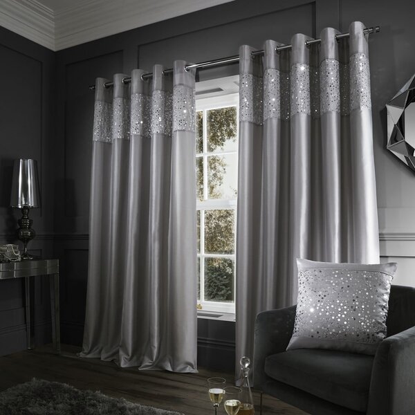 Szürke függöny szett 2 db-os 168x229 cm Glitzy Sequin – Catherine Lansfield