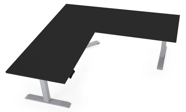 OfficeTech Angle állítható magasságú asztal, 180 + 120 cm, szürke alap, fekete