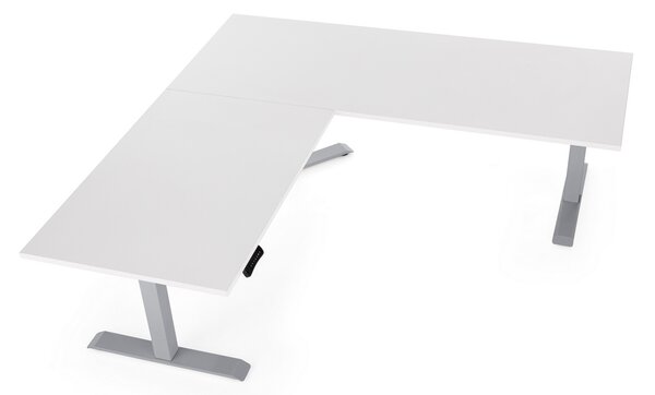 OfficeTech Angle állítható magasságú asztal, 180 + 120 cm, szürke alap, fehér