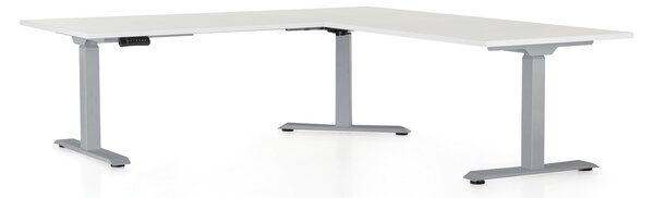 OfficeTech Angle állítható magasságú asztal, 180 + 120 cm, szürke alap, fehér