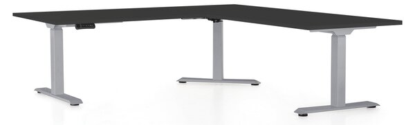 OfficeTech Angle állítható magasságú asztal, 180 + 120 cm, szürke alap, fekete