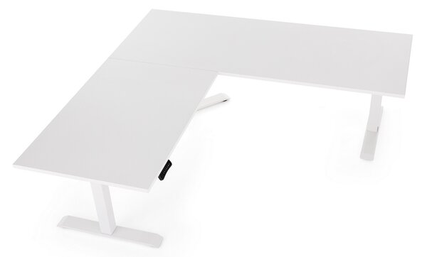OfficeTech Angle állítható magasságú asztal, 180 + 120 cm, fehér alap, fehér