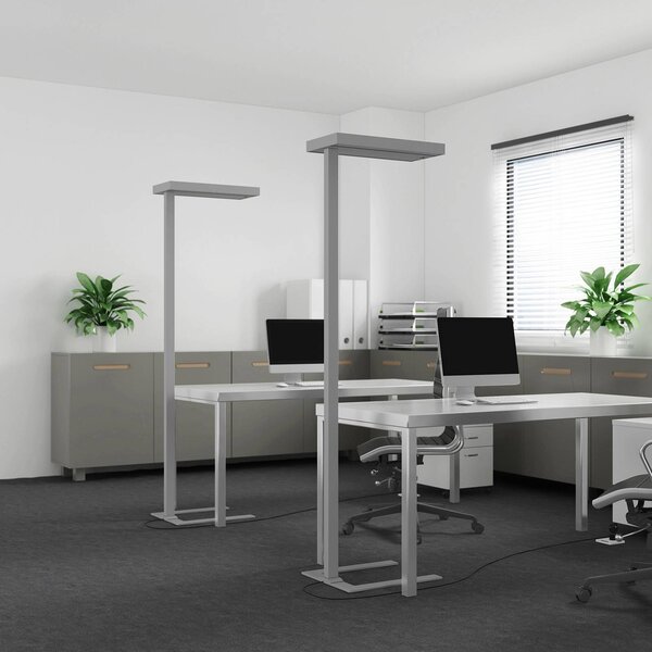Arcchio LED állólámpa Logan Ultra, 4,000K, szenzoros, dimmelhető, dimmelhető, Alu / szürke / cink, Dolgozószoba / Iroda, Alumínium, Modern