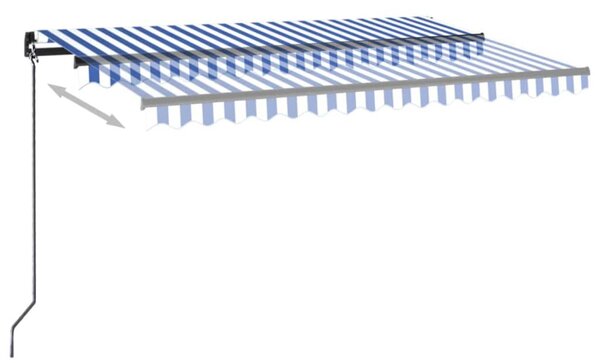 Kék és fehér kézzel kihúzható napellenző 400 x 350 cm