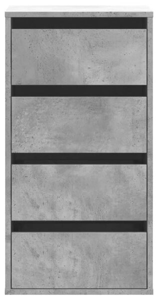 Betonszürke szerelt fa fiókos sarokszekrény 40 x 41 x 76 cm