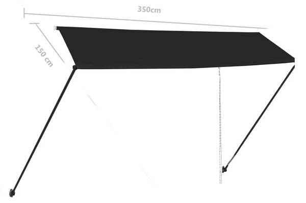 Feltekerhető antracitszürke napellenző LED-del 350 x 150 cm