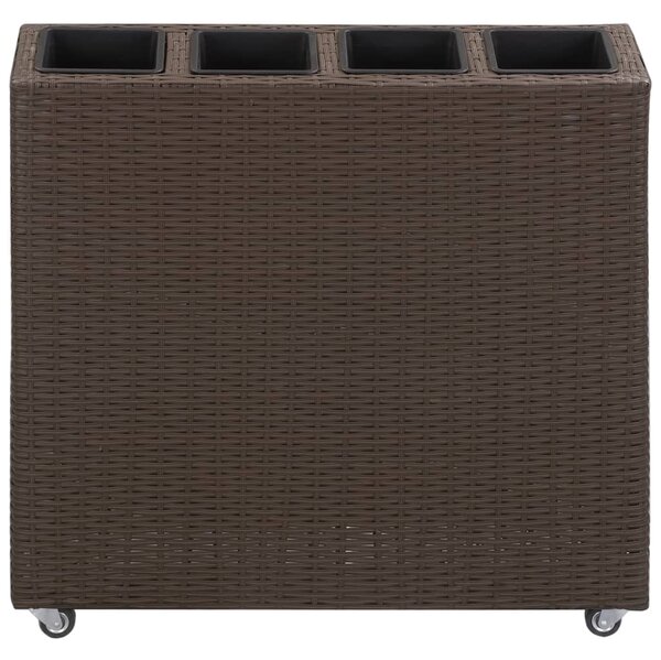 VidaXL barna polyrattan kerti magaságyás 4 kaspóval 80 x 22 x 79 cm