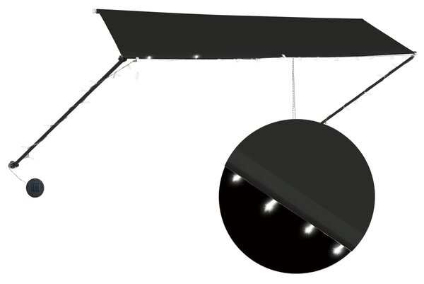 Feltekerhető antracitszürke napellenző LED-del 350 x 150 cm