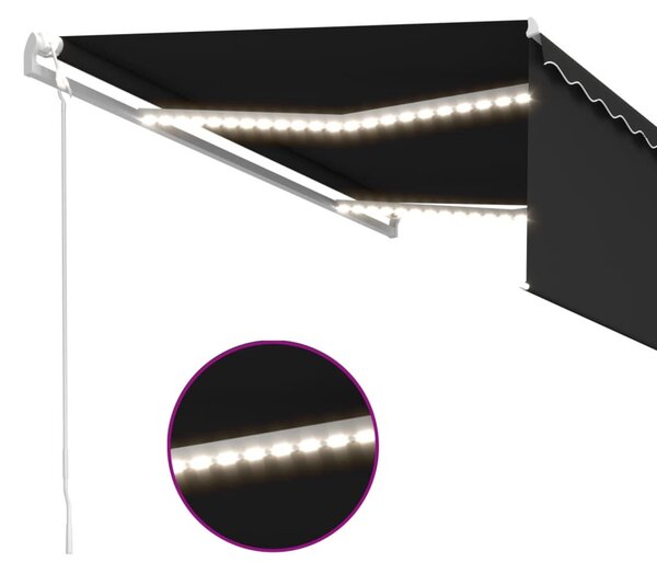Antracitszürke redőnyös, LED-es, szélérzékelős napellenző 4x3 m
