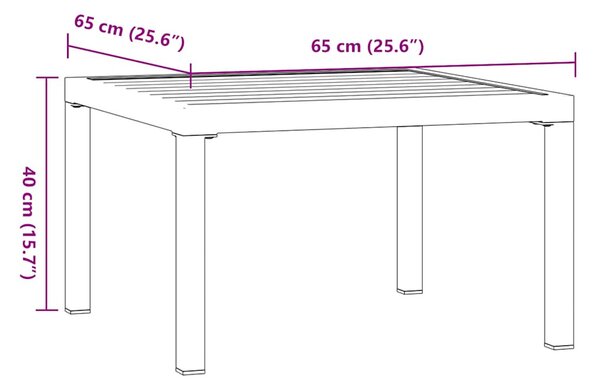 Fekete alumínium kerti dohányzóasztal 65 x 65 x 40 cm