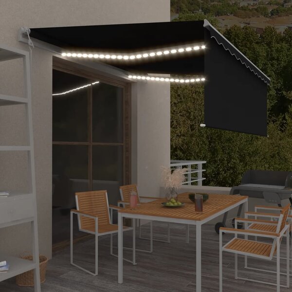 Antracitszürke redőnyös, LED-es, szélérzékelős napellenző 4x3 m
