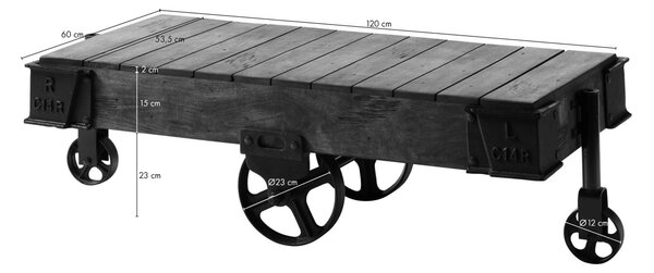 IRON Kávéasztal mangó 120x60x43, fehérített, lakkozott