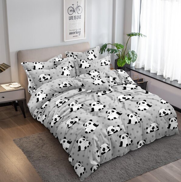 Mikroszálas ágynemű PANDA szürke Ágyneműhuzat mérete: 70 x 80 cm | 140 x 200 cm