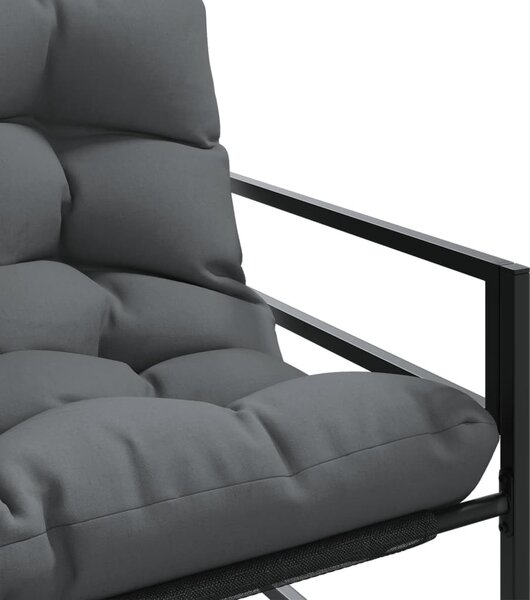 Antracitszürke acél kerti pad párnával 113 cm
