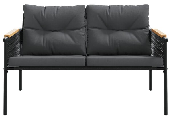 Fekete acél kerti pad párnákkal 116 cm