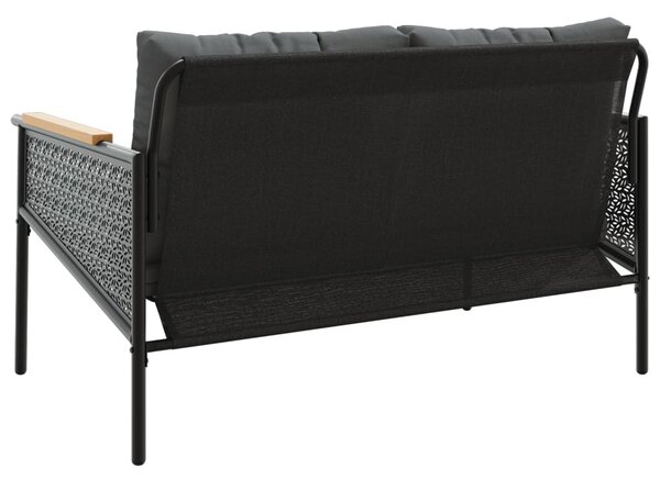 Fekete acél kerti pad párnákkal 116 cm