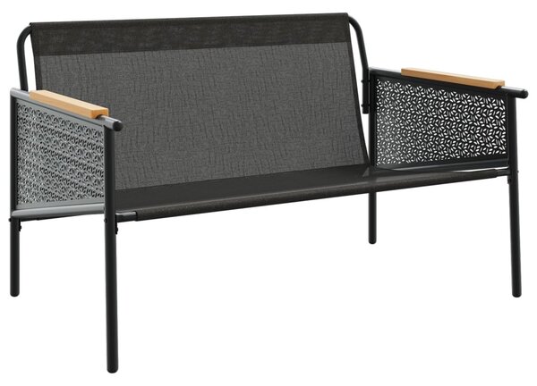 Fekete acél kerti pad párnákkal 116 cm