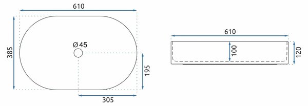 Rea Nadia, asztali mosdó 610x385x120 mm, bézs matt, REA-U9661