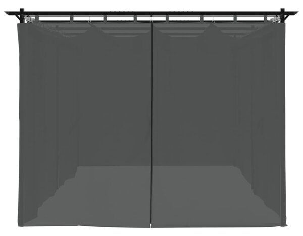 Antracitszürke acél pavilon függönyökkel 6 x 3 m