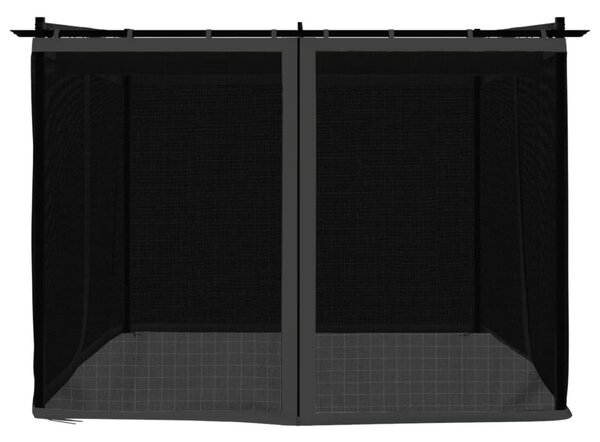 Antracitszürke acél pavilon hálós oldalakkal 3 x 3 m
