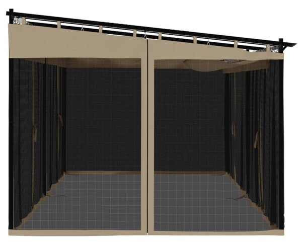 Tópszínű acél pavilon hálós oldalakkal 6 x 3 m