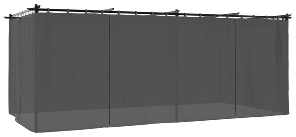 Antracitszürke acél pavilon függönyökkel 6 x 3 m