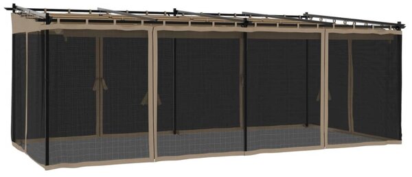 Tópszínű acél pavilon hálós oldalakkal 6 x 3 m