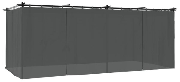 Antracitszürke acél pavilon függönyökkel 6 x 3 m