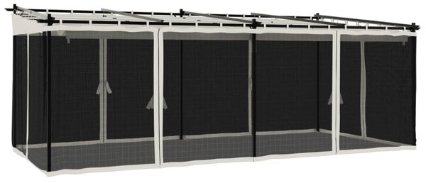 Krémszínű acél pavilon hálós oldalakkal 6 x 3 m