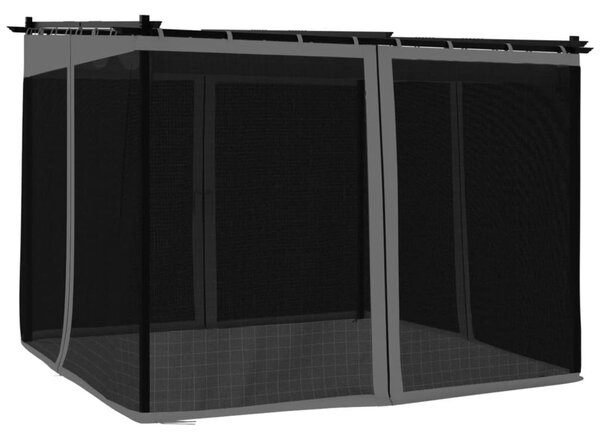 Antracitszürke acél pavilon hálós oldalakkal 3 x 3 m