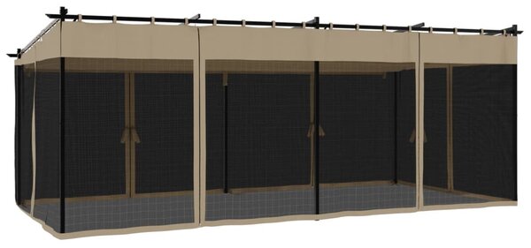 Tópszínű acél pavilon hálós oldalakkal 6 x 3 m