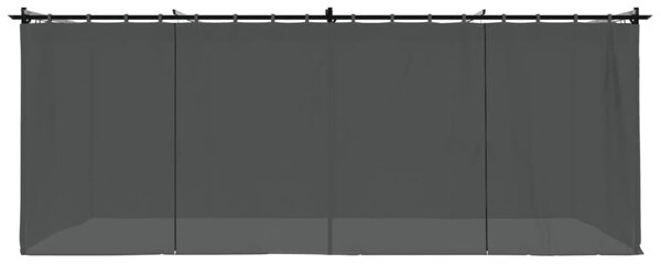 Antracitszürke acél pavilon függönyökkel 6 x 3 m