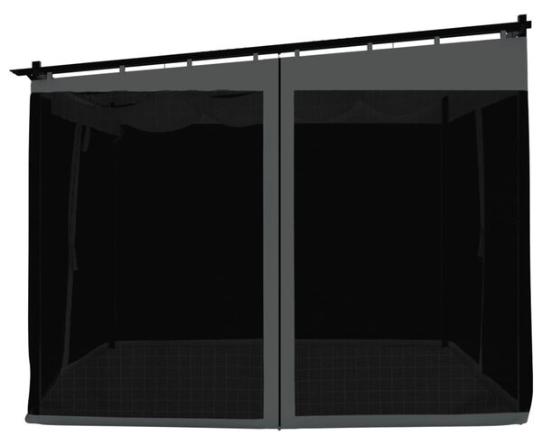Antracitszürke acél pavilon hálós oldalakkal 3 x 3 m