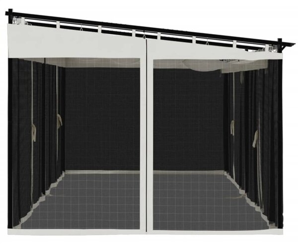 Krémszínű acél pavilon hálós oldalakkal 6 x 3 m