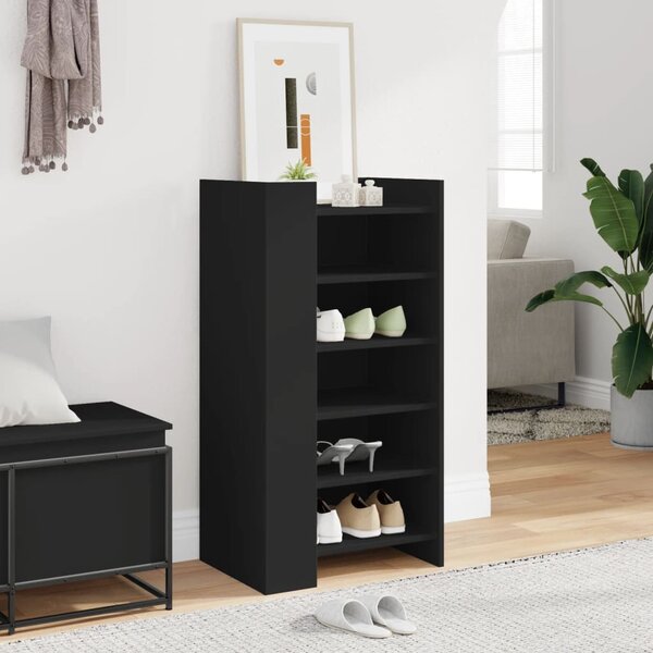 Fekete szerelt fa cipőszekrény 52 x 37,5 x 100 cm