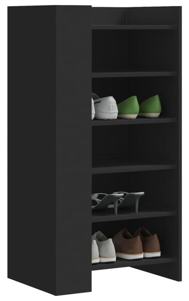 Fekete szerelt fa cipőszekrény 52 x 37,5 x 100 cm