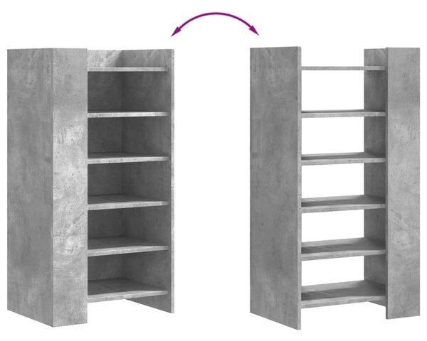 Betonszürke szerelt fa cipősszekrény 52 x 37,5 x 100 cm