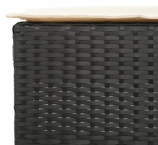 5 részes fekete polyrattan kerti bárszett párnával