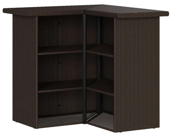 5 részes barna polyrattan kerti bárszett párnákkal