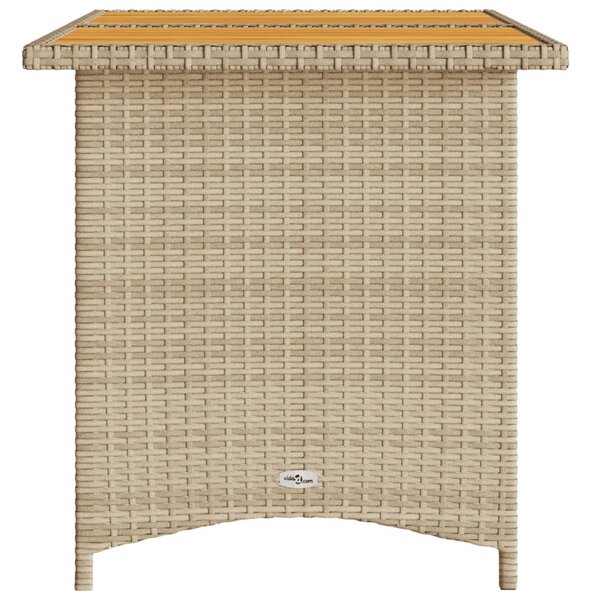 Bézs polyrattan falapos kerti asztal 110x68x70 cm