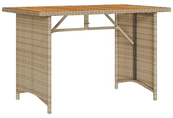 Bézs polyrattan falapos kerti asztal 110x68x70 cm