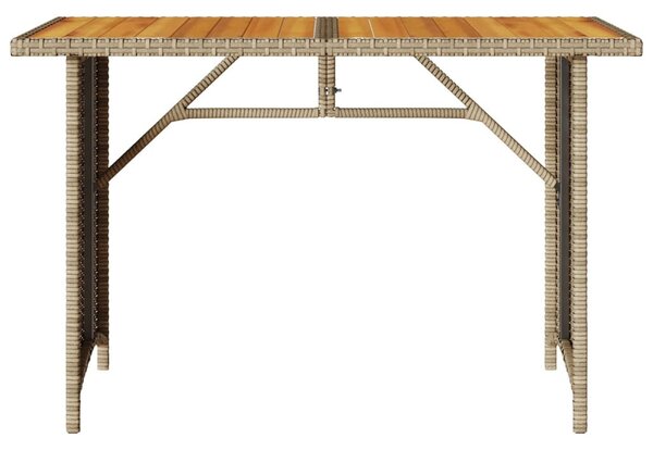 Bézs polyrattan falapos kerti asztal 110x68x70 cm