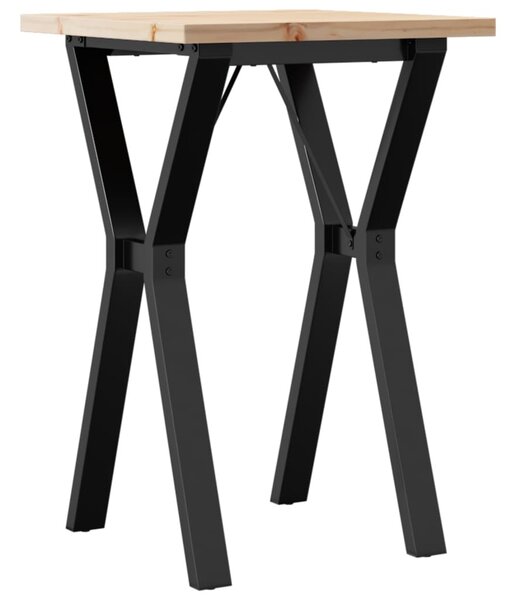 Tömör fenyőfa és acél étkezőasztal Y-vázzal 50x50x75,5 cm