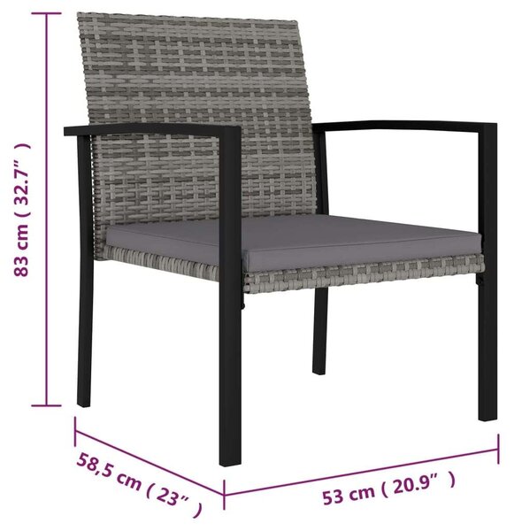 Polyrattan Kerti Étkezőgarnitúra - 7 részes - Szürke