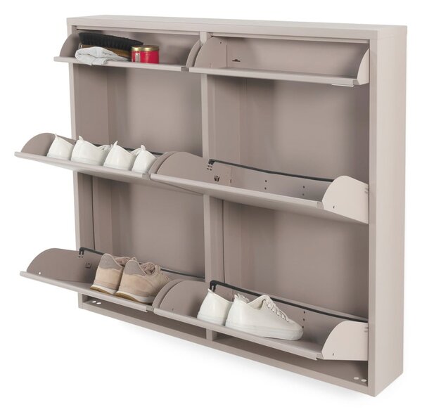 Szürkésbarna fém billenő ajtós cipőtartó 98x86x15 cm Billy – Spinder Design